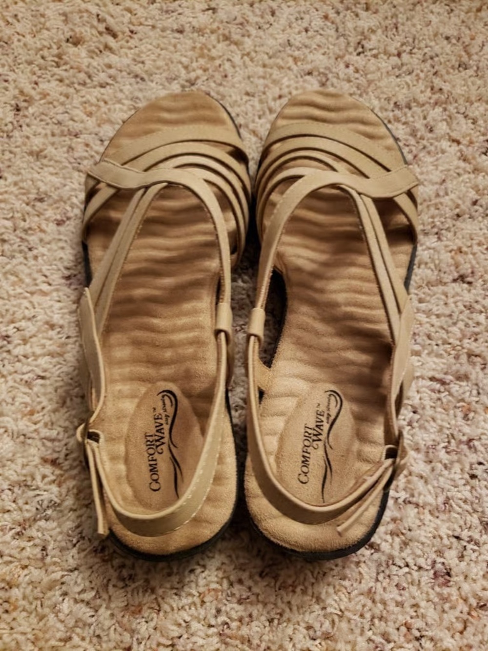 Time and Tru Women's Tan Strappy Slingback Sandals